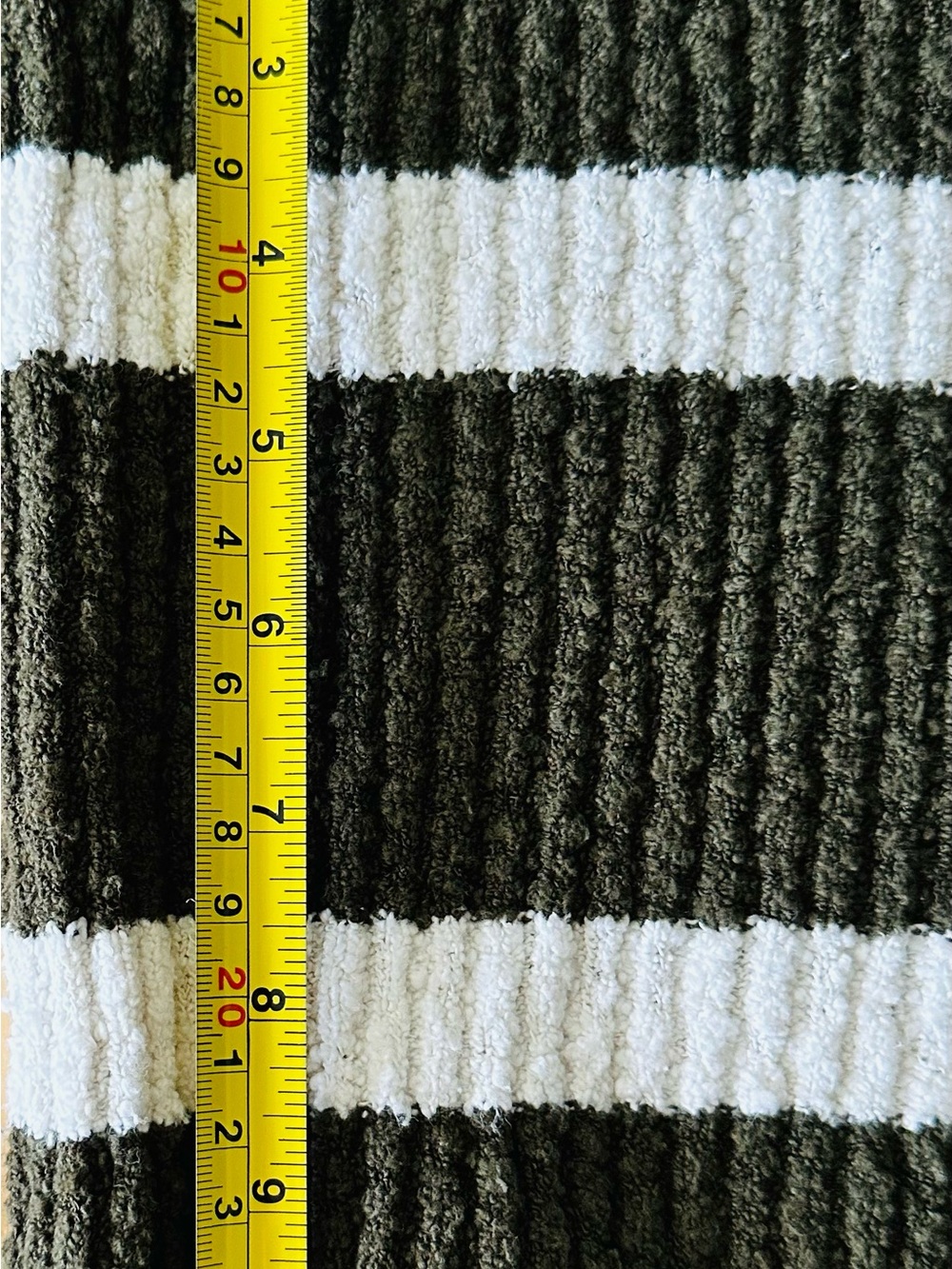 Madewell Olive Green & White Striped Ribbed Crew Sweater - Picture 4 of 5